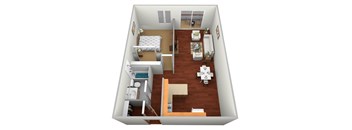 a 3d drawing of a 1128 sq ft floor plan
