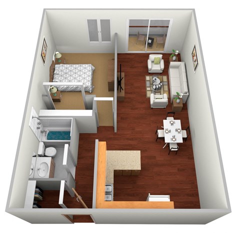 a 3d drawing of a 1128 sq ft floor plan