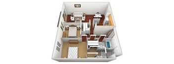 a 3d floor plan of a house with a living room and a dining room