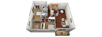 a 3d floor plan of a house with an open living room