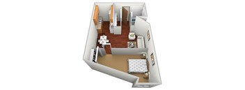 a floor plan of a house with a bedroom and a living room