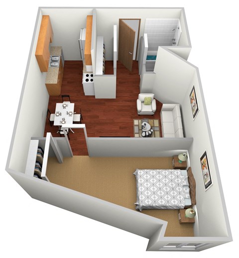 a floor plan of a house with a bedroom and a living room