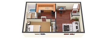 a layout of a house with a living room and a dining room