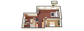 a floor plan of a house with a bedroom and a living room