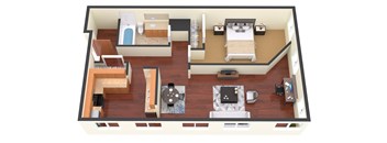 a floor plan of a house with a bedroom and a living room