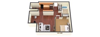 a floor plan of a house with a bedroom and a living room