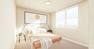 a bedroom with a bed and two windows at Pinehurst Apartments, Baxter, 56425