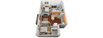 a 3d drawing of a floor plan of a house