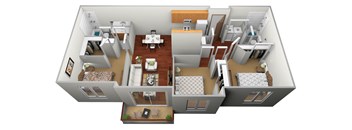 a 3d floor plan of a house with a living room and dining room