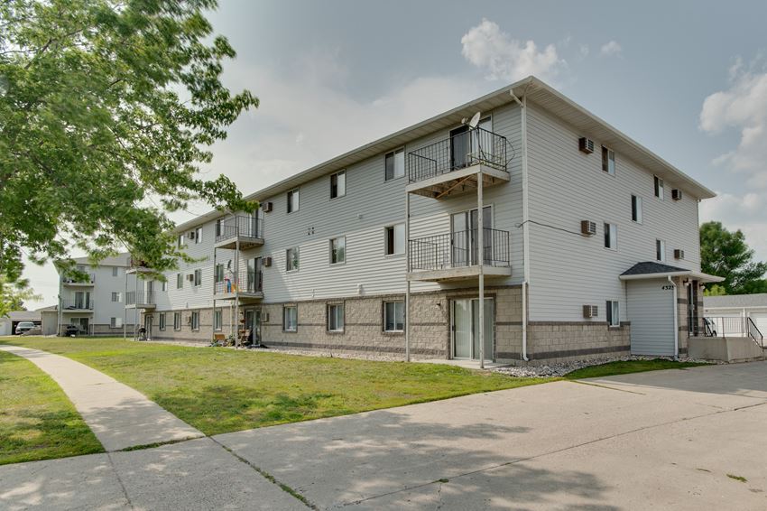 a view of the back of the building from the street