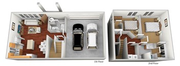 2 Bed 1.5 Bath Floor Plan at Falcon Heights Townhomes, Minnesota