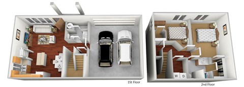 2 Bed 1.5 Bath Floor Plan at Falcon Heights Townhomes, Minnesota