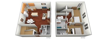 2 Bed 2.5 Bath Floor Plan at Falcon Heights Townhomes, Minnesota, 55904