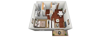 1 Bed 1 Bath Floor Plan at Hillcrest Apartments, St Cloud