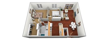 2 Bed 1 Bath Floor Plan at Hillcrest Apartments, MN, 56301