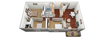 3 Bed 1 Bath Floor Plan at Hillcrest Apartments, St Cloud, 56301