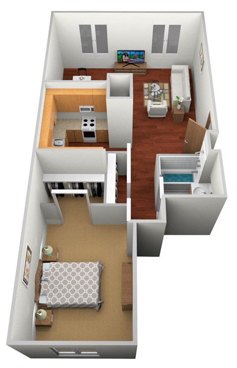 1 Bed 1 Bath Floor Plan at Jacobs Square Apartments, St. Cloud, MN