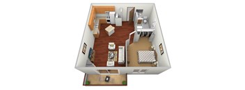 1 Bed 1 Bath Floor Plan at Meadows Edge Apartments - Detroit Lakes, Detroit Lakes, 56501