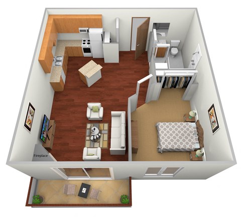 1 Bed 1 Bath Floor Plan at Meadows Edge Apartments - Detroit Lakes, Detroit Lakes, 56501