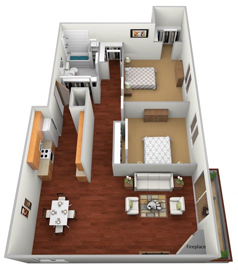 Large 2 Bed 1 Bath Floor Plan at Meadows Edge Apartments - Detroit Lakes, Detroit Lakes