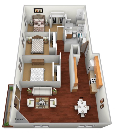 3 Bed 2 Bath Floor Plan at Meadows Edge Apartments - Detroit Lakes, Detroit Lakes, MN