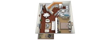 1 Bed 1 Bath Floor Plan at Bluemont Village Apartments, Fargo, 58104