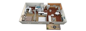 2 Bed 1 Bath Floor Plan at Bluemont Village Apartments, Fargo, North Dakota