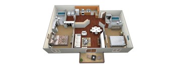 2 Bed 2 Bath Floor Plan at Bluemont Village Apartments, Fargo