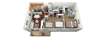 3 Bed 2 Bath Floor Plan at Bluemont Village Apartments, North Dakota