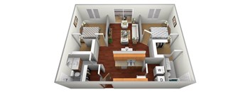 a 3d rendering of a 1128 sq ft home with wood floors