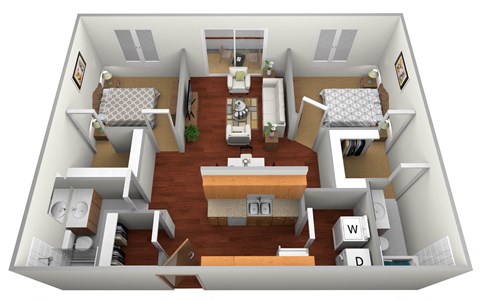 a 3d rendering of a 1128 sq ft home with wood floors