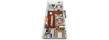 a 3d drawing of a floor plan of a house