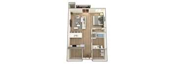 Studio 653 Floor Plan at Bella Rose Apartments, Wisconsin, 54016
