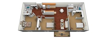 a floor plan of a one bedroom apartment  at Northridge Apartments, Minnesota, 55063