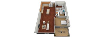 1 bedroom, 1 bathroom