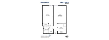 A floor plan for the Northvale IIIB apartment, which is 592 square feet.