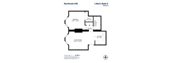 A black and white image of a floor plan for the Northvale IIIB apartment.