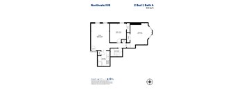 A floor plan for a 2 Bed 1 Bath apartment at Northvale IIIB.