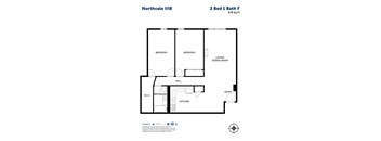 A black and white image of a floor plan for the Northvale IIIB apartment.