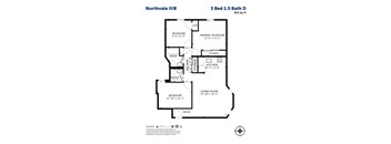 A floor plan for a 3 Bed 1.5 Bath in Northvale.