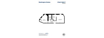 Floor plan for a 1 Bed 1 Bath property by Washington Estates.