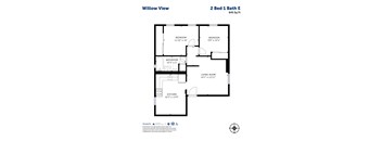 A floor plan for a 2 Bed 1 Bath E Willow View.