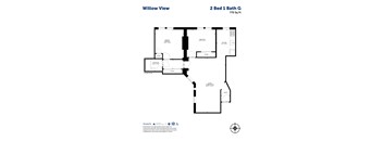A floor plan for a 2 Bed 1 Bath property named Willow View.