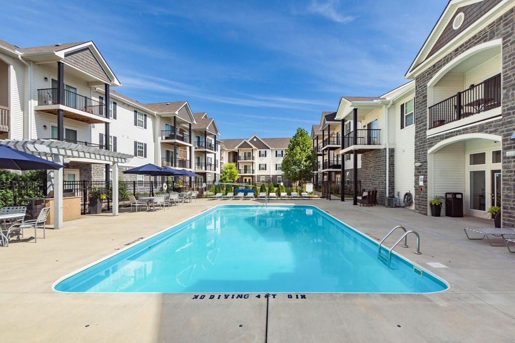 the preserve at ballantyne commons pool and apartment buildings