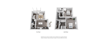 A diagram showing a first and second floor layout of a house.