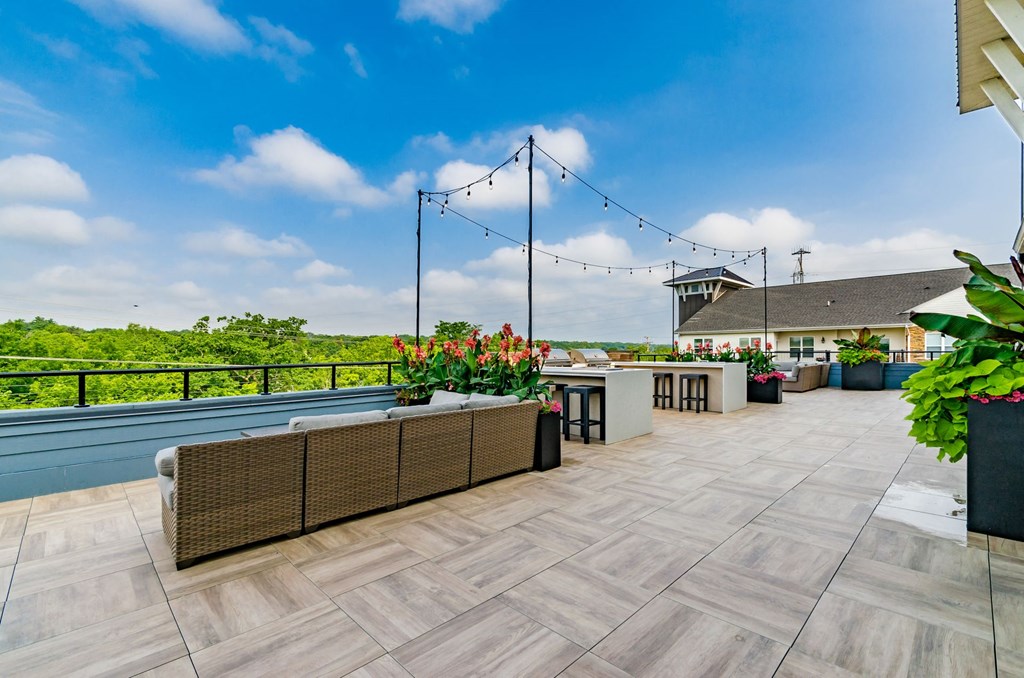 the deck has a view of the water and the sky