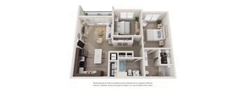 a 3 bedroom floor plan with a bathroom and a living room