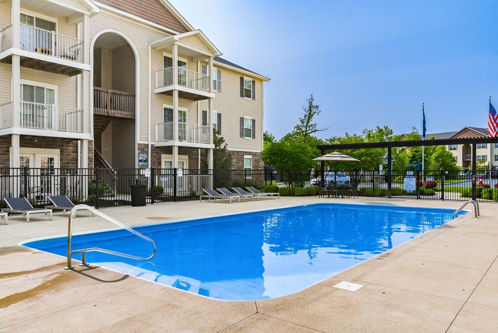 the swimming pool at the preserve apartments