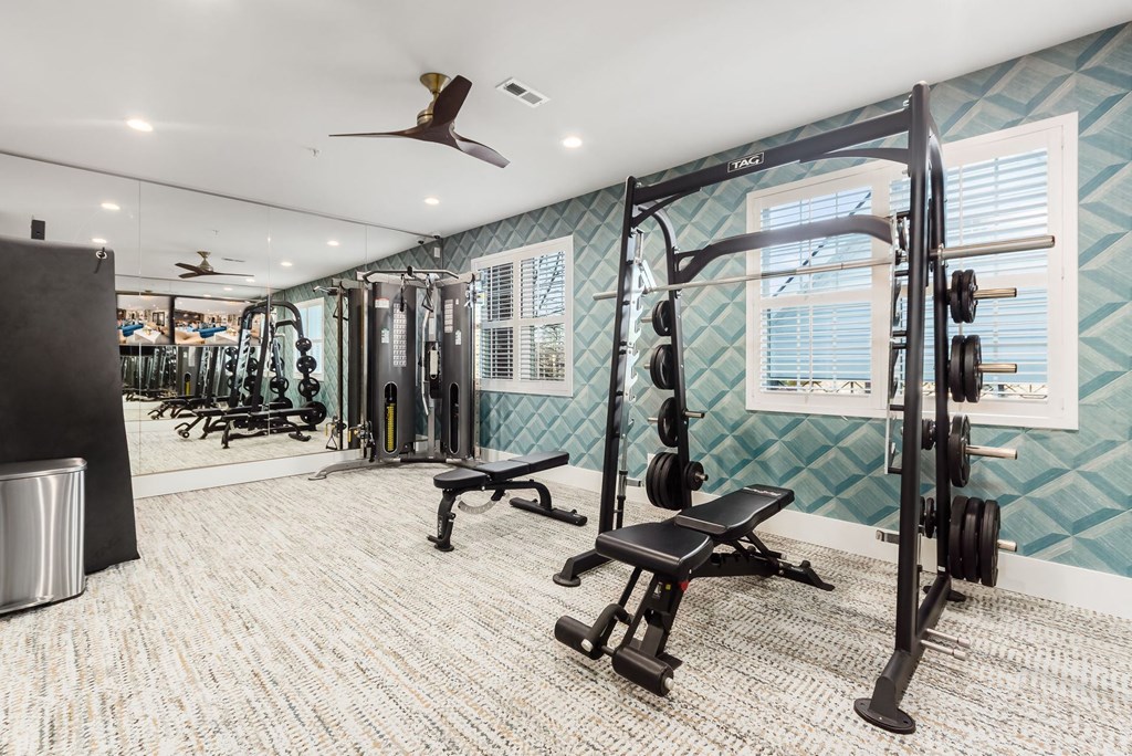 the gym at the flats at big tex apartments