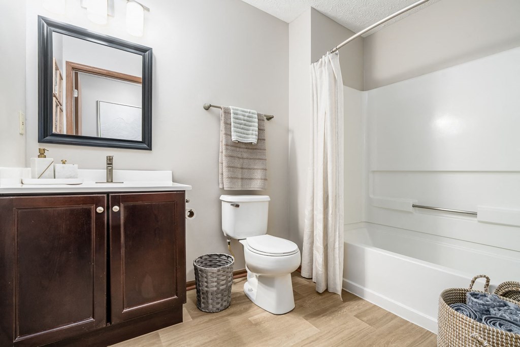 a bathroom with a toilet and a sink and a bath tub